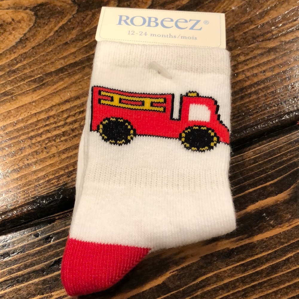 ROBEEZ Firetruck & Flames Baby Socks 12-24M